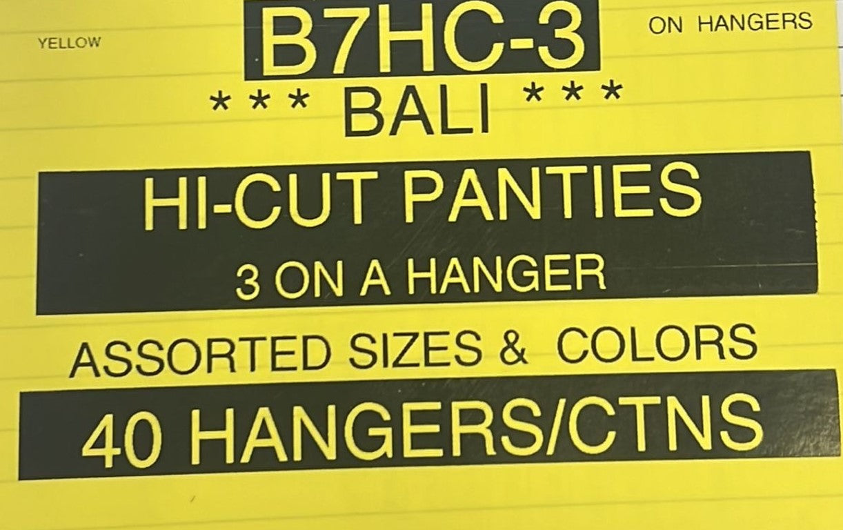 Bali Hi-Cut Panties 3 on hangers Style B7HC-3 – Atlantic Wholesale