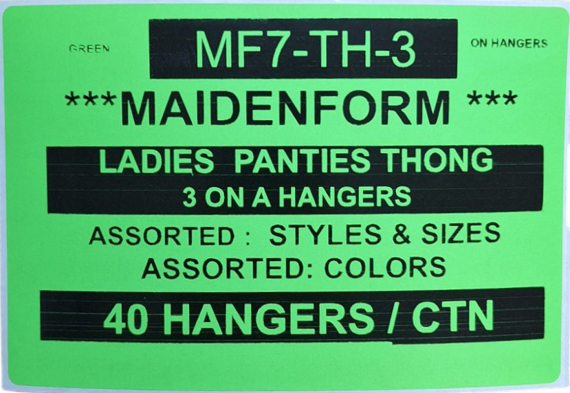 MAIDENFORM LADIES THONG 3 ON A HANGER STYLE MF7-TH-3