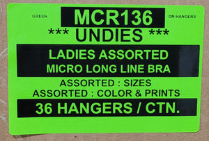 UNDIES LADIES ASSORTED MICRO LONG LINE BRA STYLE MCR136