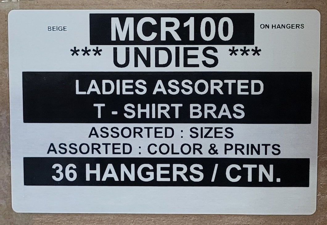 UNDIES LADIES ASSORTED T-SHIRT BRAS STYLE MCR100