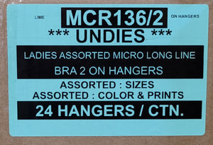 UNDIES LADIES ASSORTED MICRO LONG LINE BRA 2 ON HANGERS STYLE MCR136/2