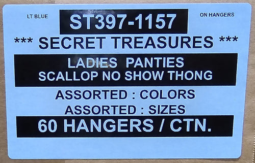 SECRET TREASURES LADIES PANTIES SCALLOP NO SHOW THONG STYLE ST397-1157