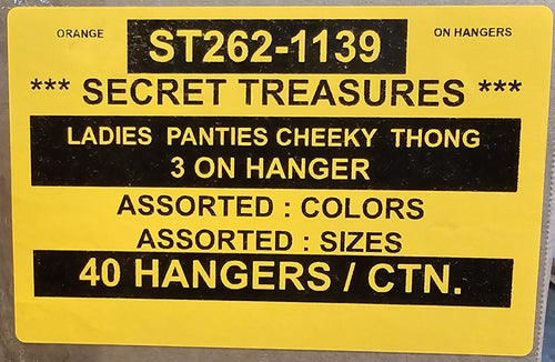 SECRET TREASURES LADIES PANTIES CHEEKY THONG STYLE ST262-1139