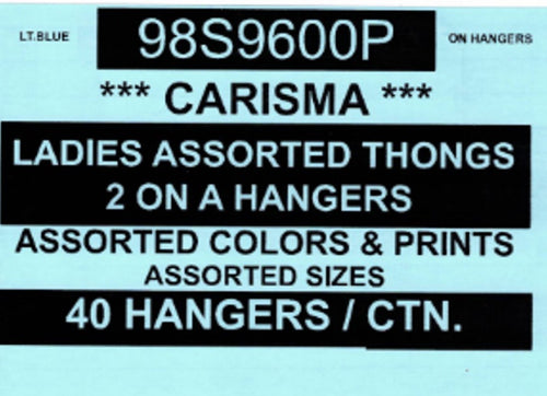 CARISMA LADIES ASSORTED THONGS 2 ON A HANGER STYLE 98S9600P