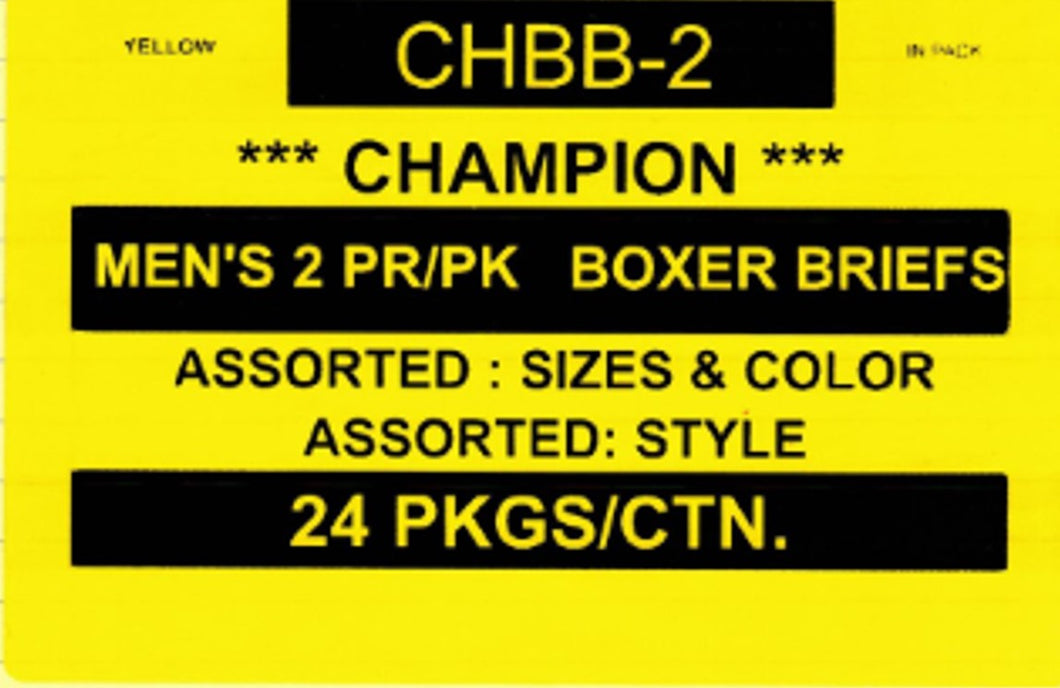 CHAMPION MENS 2PR/PK BOXER BRIEFS STYLE CHBB-2