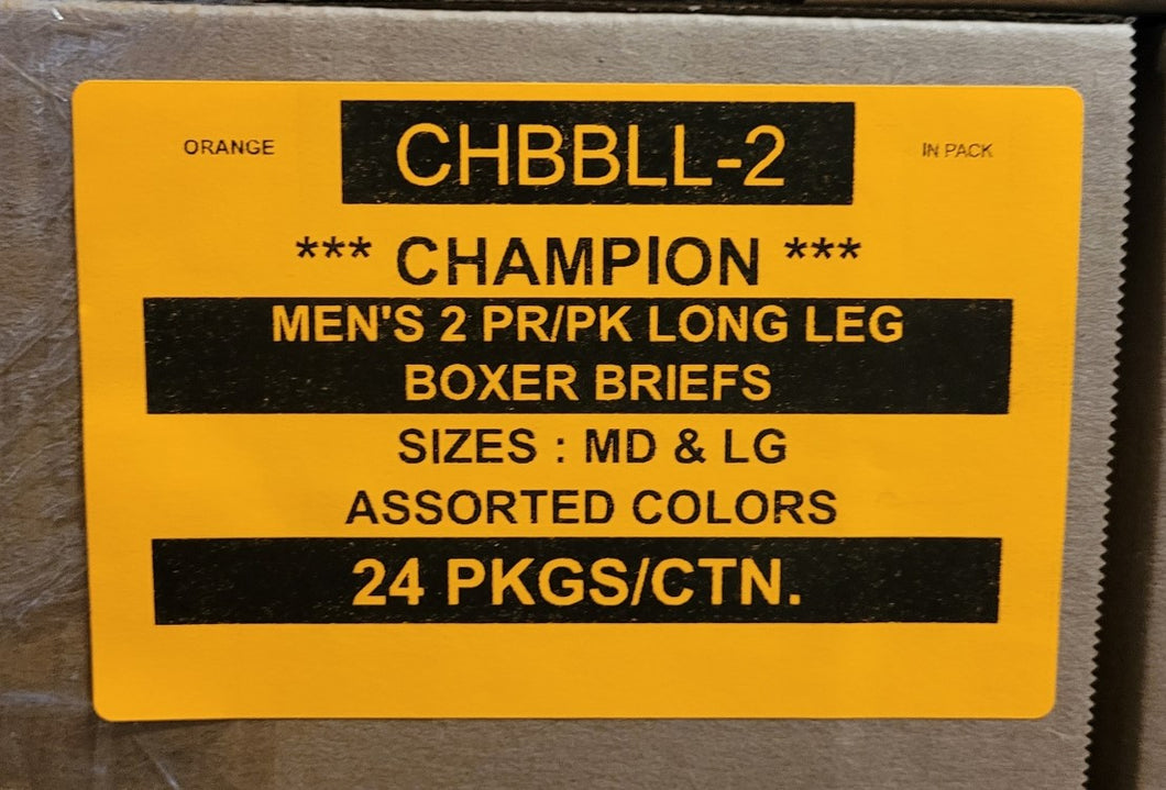 CHAMPION MENS 2PR/PK LONG LEG BOXER BRIEFS STYLE CHBBLL-2