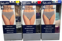 SPLENDID WOMENS SEAMLESS HI-CUT BRIEF PANTIES FULL COVERAGE UNDERPANTS 4 PACK STYLE D-P-109