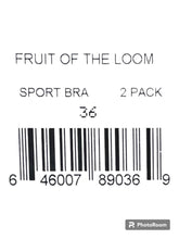 FRUIT OF THE LOOM LADIES ASSORTED SPORT BRAS 2 ON A HANGER STYLE 9012/72-2