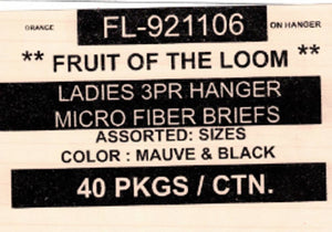 FRUIT OF THE LOOM LADIES 3PK HANGER MICROFIBER BRIEFS STYLE FL-921106