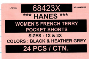 HANES WOMEN'S FRENCH TERRY POCKET SHORTS STYLE 68423X