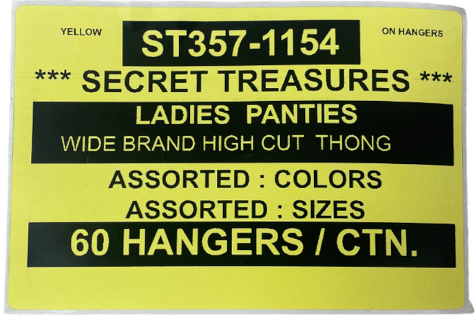 SECRET TREASURES LADIES PANTIES WIDE BRAND HIGH CUT THONG STYLE ST357-1154