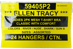 ELLEN TRACY LADIES 2PK MESH T-SHIRT BRA CLASSIC WITH COMFORT STYLE 59405P2