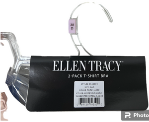 ELLEN TRACY LADIES 2PK MESH T-SHIRT BRA CLASSIC WITH COMFORT STYLE 59405P2