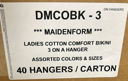 MAIDENFORM LADIES COTTON COMFORT BIKINI STYLE DMCOBK-3