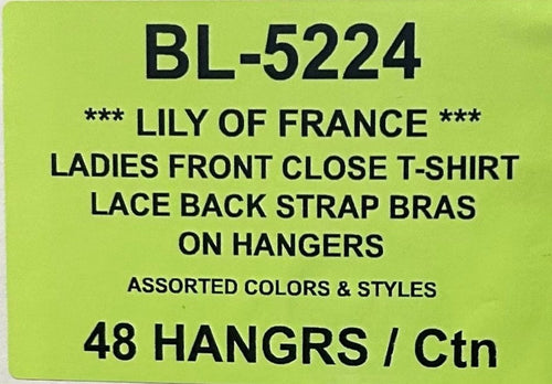 LILY OF FRANCE LADIES FRONT CLOSE T-SHIRT LACE BACK STRAP BRAS STYLE BL-5224