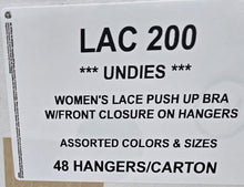 UNDIES LADIES LACE PUSH UP BRA W / FRONT CLOSURE 2 ON HANGERS STYLE LAC200