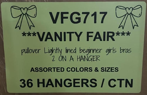 VANITY FAIR PULLOVER LIGHTLY LINED BEGINNER GIRLS BRAS STYLE VFG717