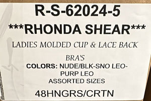 RHONDA SHEAR LADIES MOLDED CUP & LACE BACK BRAS STYLE R-S-62024-5