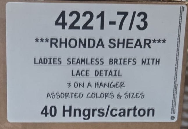 RHONDA SHEAR LADIES SEAMLESS BRIEFS WITH LACE DETAIL STYLE 4221-7/3