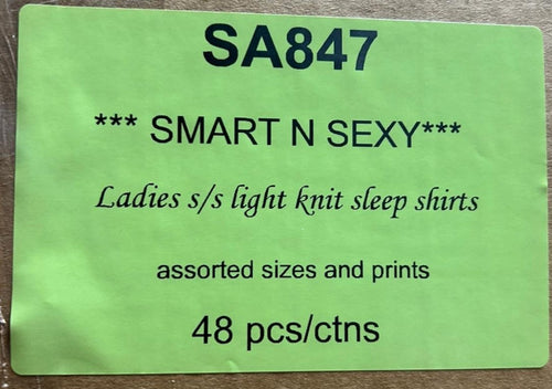 SMART N SEXY LADIES S/S LIGHT KNIT SLEEP SHIRTS STYLE SA847
