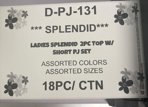SPLENDID LADIES 2PC TOP W/SHORT PJ SET STYLE D-PJ-131