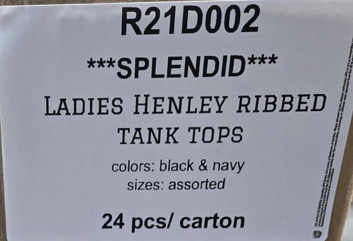 SPLENDID LADIES HENLEY RIBBED TANK TOPS STYLE R21D002
