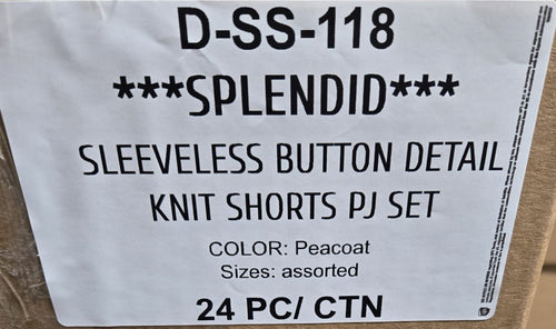 SPLENDID SLEEVELESS BUTTON DETAIL KNIT SHORTS PJ SET STYLE D-SS-118