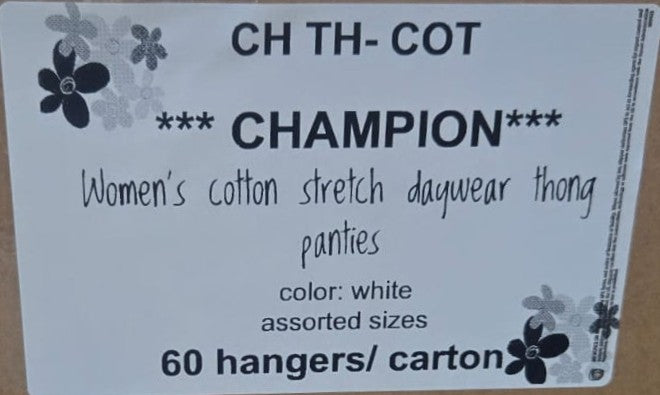 CHAMPION WOMEN'S COTTON STRETCH DAYWEAR THONG PANTIES STYLE CH TH-COT