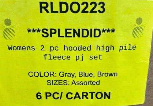 SPLENDID WOMENS 2PC HOODED HIGH PILE FLEECE PJ SET STYLE RLDO223