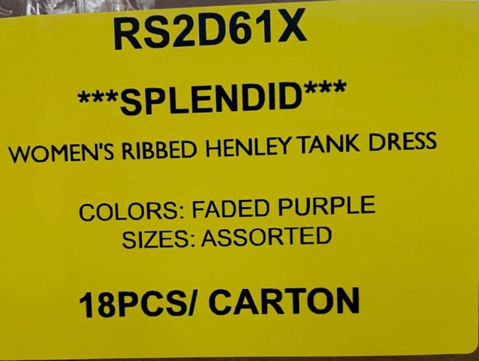 SPLENDID WOMEN'S RIBBED HENLEY TANK DRESS STYLE RS2D61X