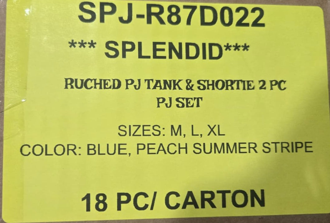 SPLENDID RUCHED PJ TANK & SHORTIE 2PC PJ SET STYLE SPJ-R87D022