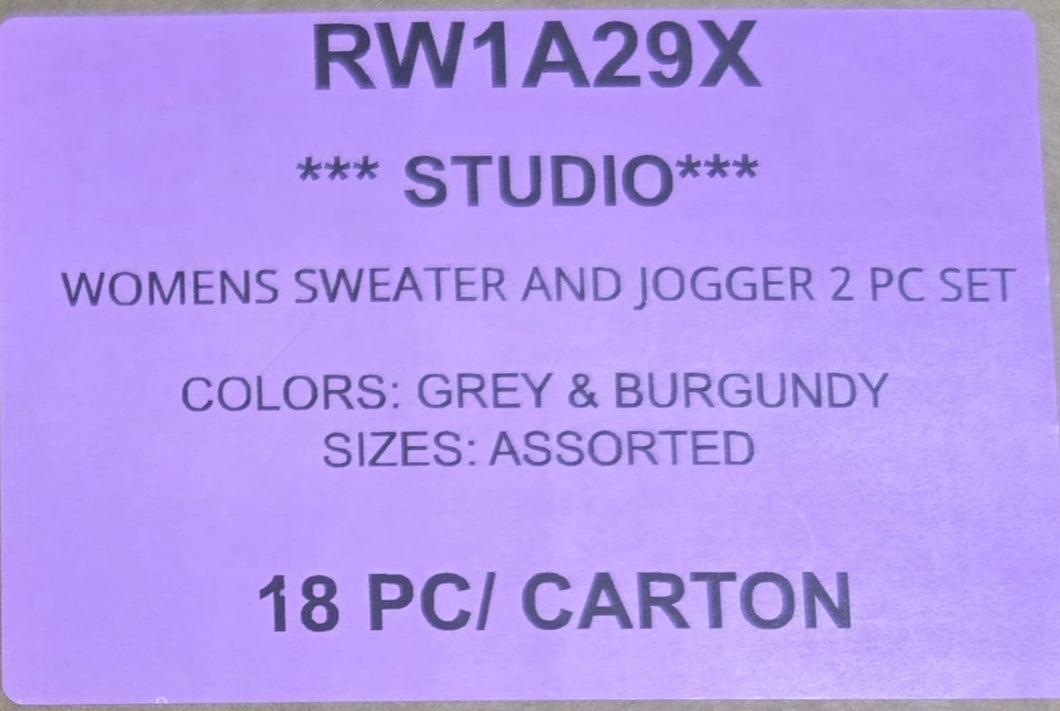 STUDIO WOMENS SWEATER AND JOGGER 2PC SET STYLE RW1A29X