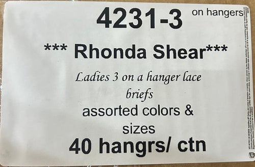 RHONDA SHEAR LADIES LACE BRIEFS STYLE 4231-3