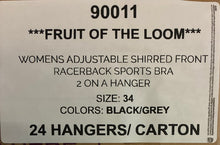 FRUIT OF THE LOOM WOMENS ADJUSTABLE SHIRRED FRONT RACERBACK SPORTS BRA STYLE 90011