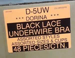 DORINA BLACK LACE UNDERWIRE BRA STYLE D-5UW