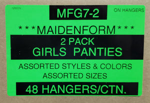 MAIDENFORM 2 PACK GIRLS PANTIES STYLE MFG7-2