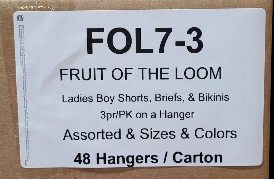 FRUIT OF THE LOOM LADIES BOY SHORTS, BRIEFS & BIKINIS STYLE FOL7-3