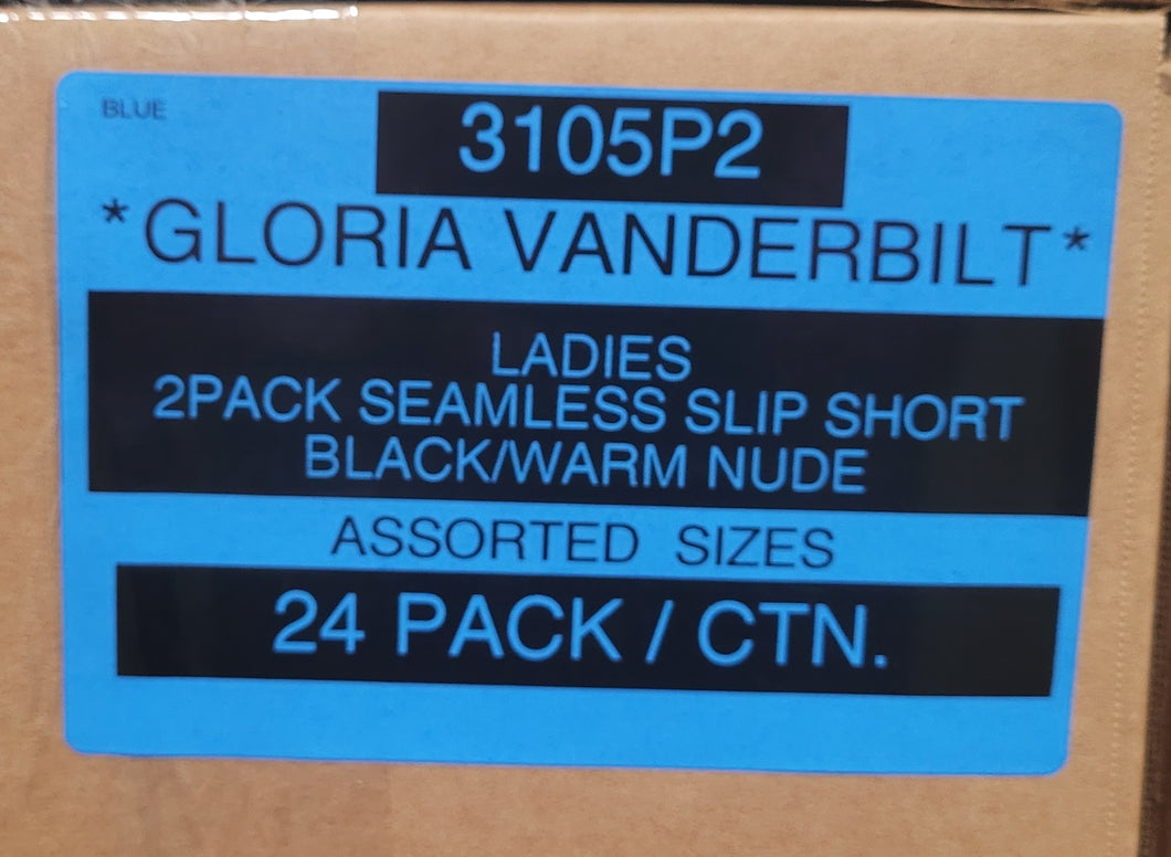 GLORIA VANDERBILT LADIES 2PACK SEAMLESS SLIP SHORT STYLE 3105P2