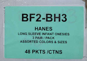 HANES 3PK LS BODYSUIT STYLE BF2BH3