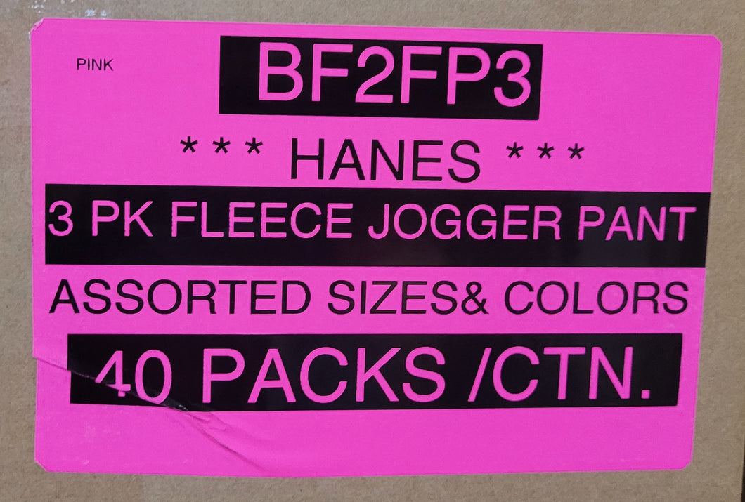 HANES 3 PK FLEECE JOGGER PANT STYLE BF2FP3