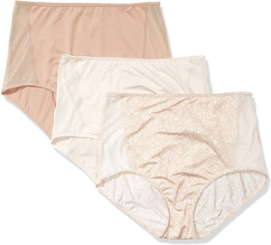 Olga Intimates 3 Pack Ladies Ultra Stretch Microfiber with Mesh Briefs