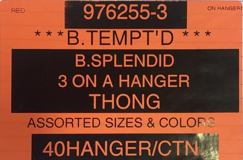 B. TEMPT'D B. SPLENDID 3 ON HANGER THONG STYLE 976255-3