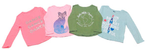 KNIT T SHIRT TODDLER (GIRL) CREW NECK LONG SLEEVE 100% COTTON GT ON0815 L