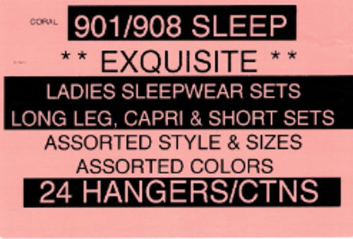 EXQUISITE LADIES SLEEPWEAR SETS LONG LEG, CAPRI & SHORT SETS STYLE 901/908 SLEEP