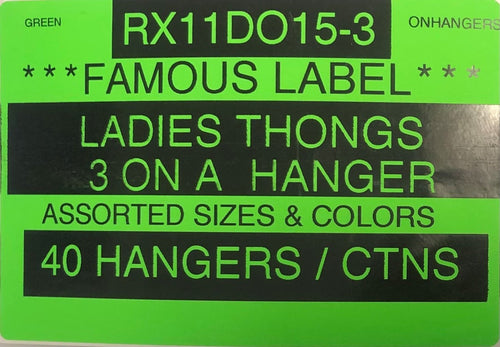 FAMOUS LABEL LADIES THONGS 3 ON HANGER STYLE RX11DO15-3