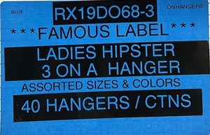 FAMOUS LABEL LADIES HIPSTER 3 ON HANGER STYLE RX19D068-3