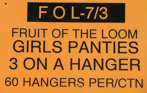 FRUIT OF THE LOOM GIRLS PANTIES Style FOL-7/3