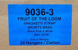 FRUIT OF THE LOOM SPAGHETTI STRAP SPORT BRAS Style 9036-3