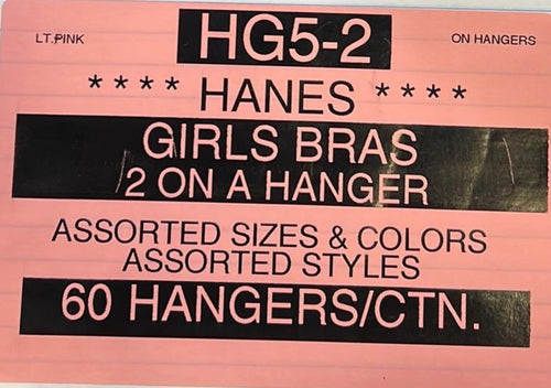 Hanes Girls Bras 2 on Hanger Style HG5-2