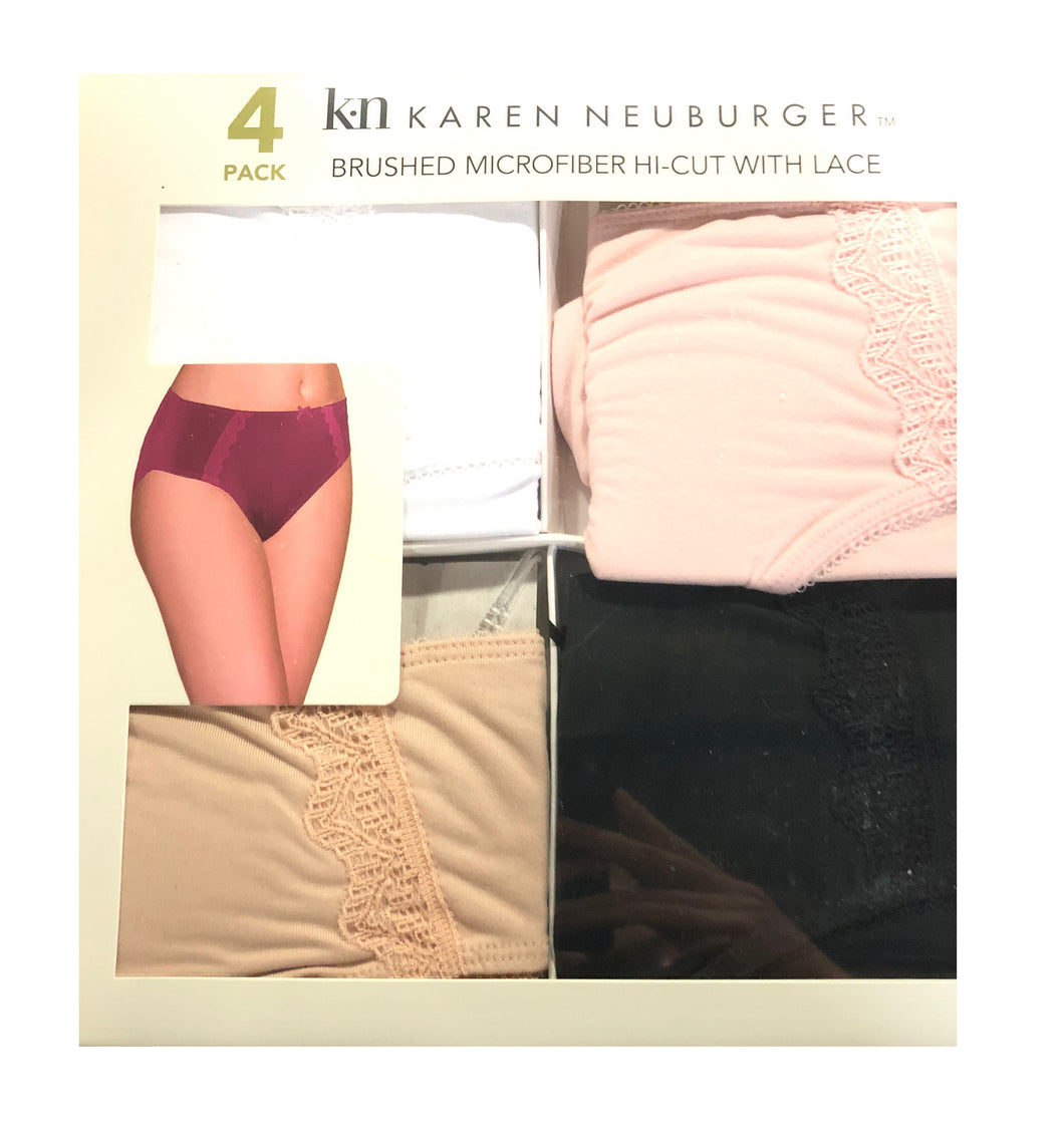 Karen Neuburger 4 Pack Brushed Microfiber Hi Cut With Lace